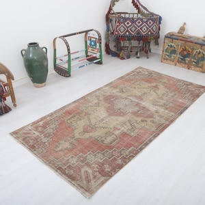 Anatolian Rug, 4x8 Vintage Rug, Turkish Rug,Neutral Rug,Antique Rug,Wool Rug, 4x8 Area Rug, Handmade Rug, Oushak Rug, Bohemian Rug,12507