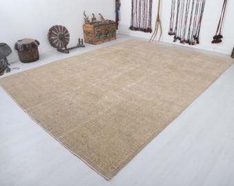 Oushak Wool Rug, 10x13 Vintage Turkish Oversize Carpet