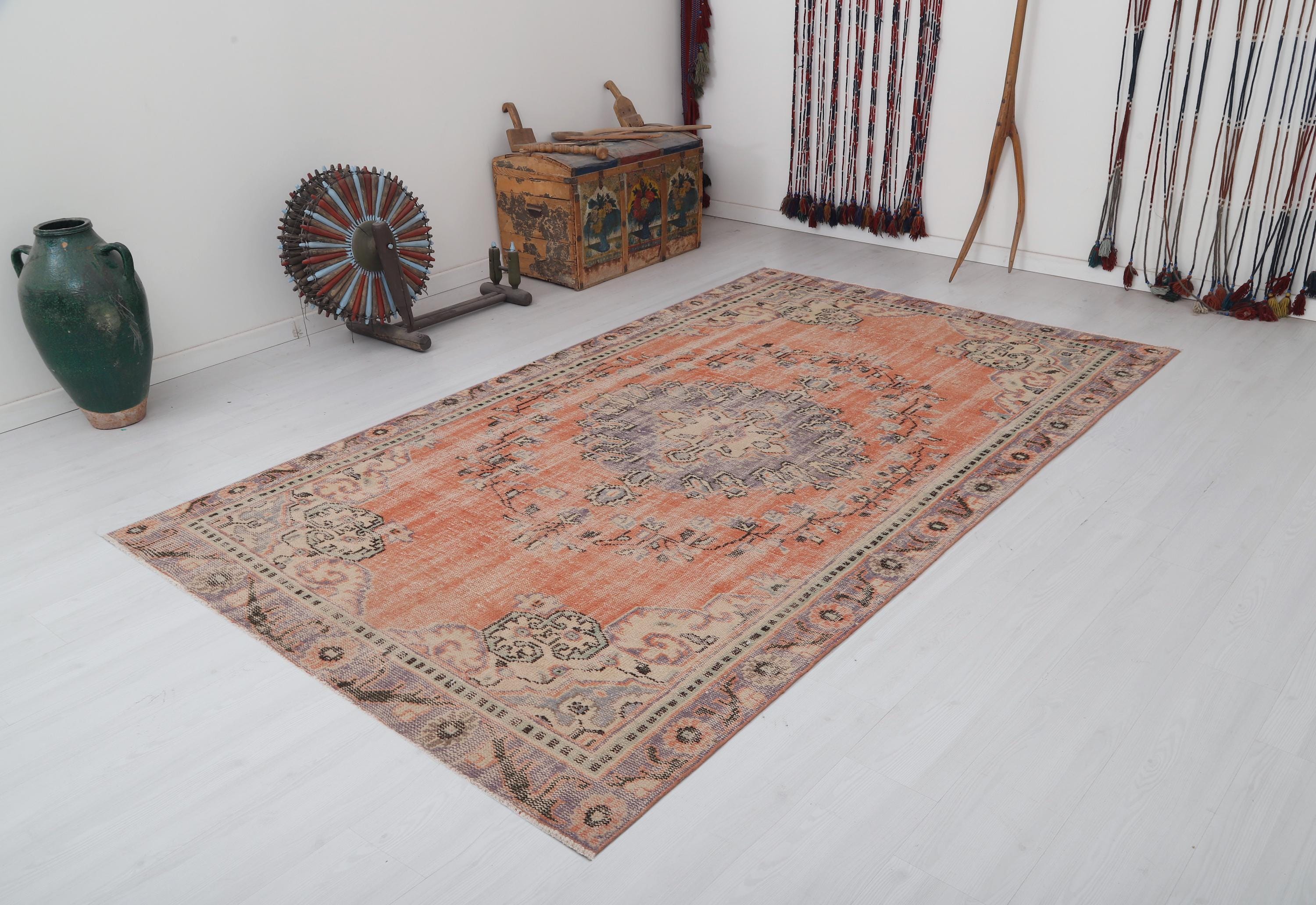 6x10 Vintage Turkish Oushak Rug: Handmade Wool Area Carpet - Etsy