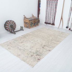 5x9 Muted Rug, Anatolian Rug, Wool Rug 5x9,Turkish Vintage Rug,Vintage Wool Rug,Oushak Vintage Rug,Turkish Rug,Vintage Rug,Faded Rug,17944