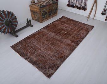 Muted Oushak Turkish Area Rug, 4x7 Vintage Anatolian Carpet