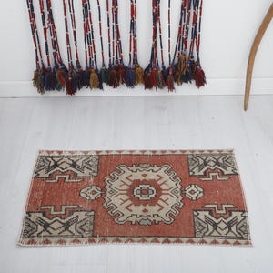 Tapis vintage en laine turque : paillasson bohème 2 x 3