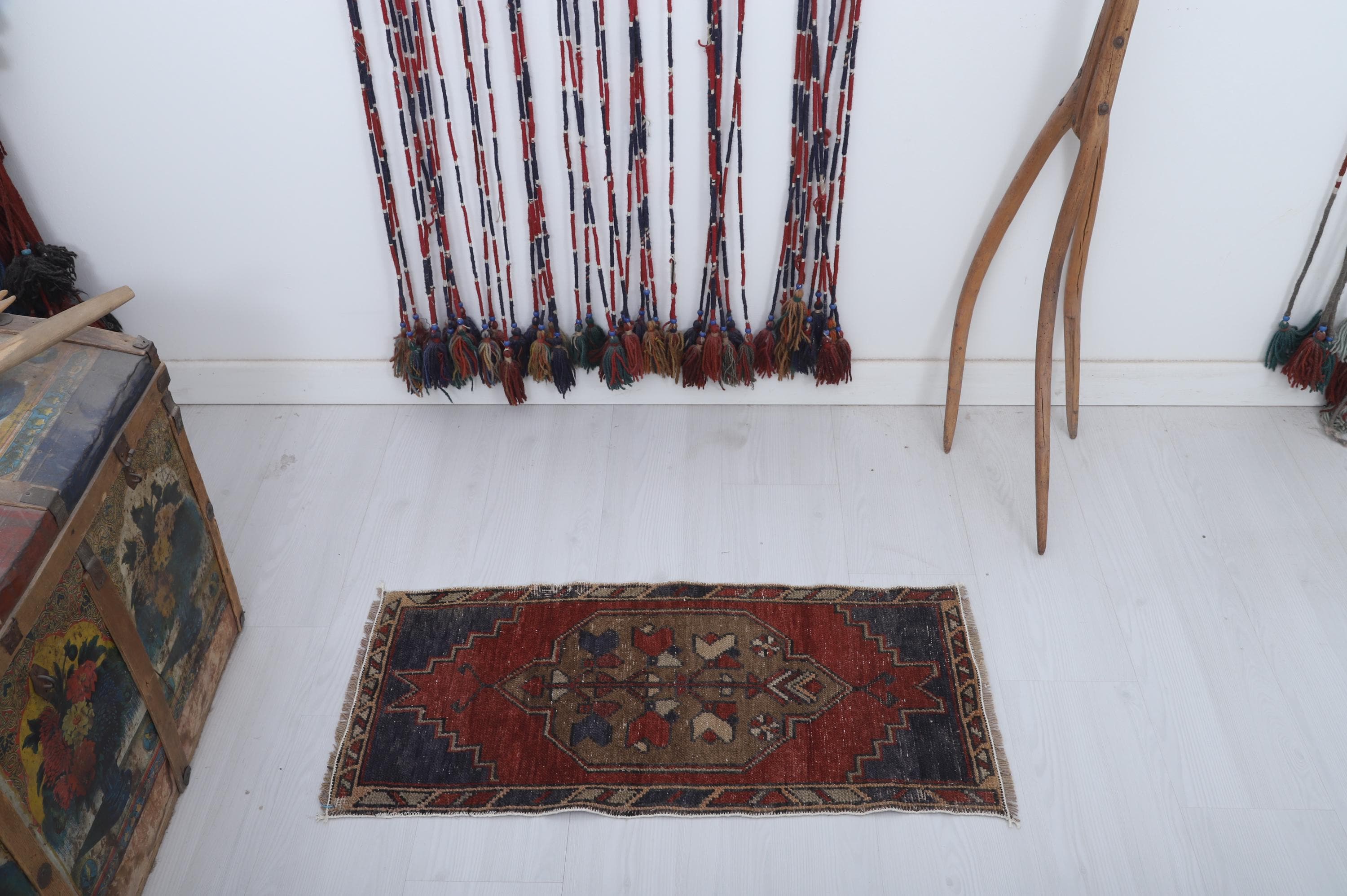 1x3 Vintage Turkish Oushak Rug, Small Cotton Wool Rug - Etsy