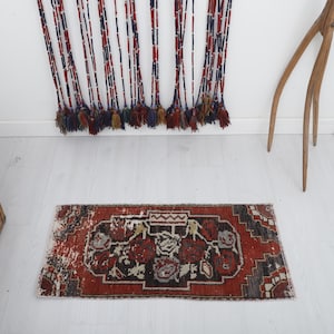 1x3, Door Mat, Bath Mat Rug,  1x3 Door Mat Vintage, Oushak Door Mat, Decoration Rug, 1x3 Turkish Door Mat, Mini Rug, Handmade Door Mat, 5244