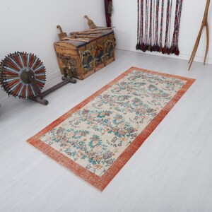 Anatolian Rug, 3x7 Rug, Turkish Rug, Vintage Rug, Oushak Rug, Wool Vintage Rug, Pastel Turkish Rug, Muted Rug, Area Rug, Bohemian Rug,26666
