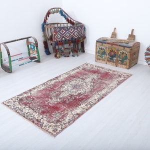 Turkey Oushak Rug, Colorful Rug, 4x7 Rug, Kids Rug,Muted Rug,Pastel Rug,Soft Vintage Rug,Turkish Rug,Vintage Rug,Oushak Rug,Natural Rug,9396