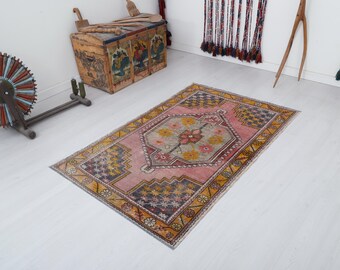 Tapis turc vintage 3 x 6 : tapis bohème anatolien délavé