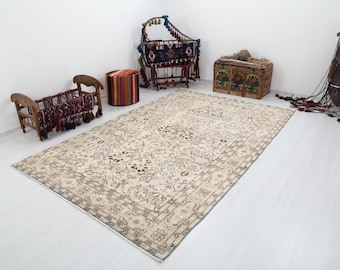 Turkish Neutral Rug, 7x10, Rug, 7x10 Turkish Rug, Area Rug, 7x10 Vintage Rug, 7x10 Oushak Rug, Anatolian Rug, Handmade Wool Rug, Old, 1004