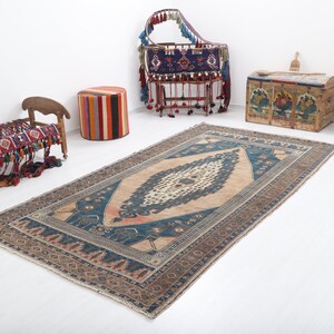 5x9 Vintage Turkish Oushak Rug: Handmade Wool, Faded Red Bohemian Decor