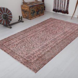 Vintage Turkish Oushak Rug: 5x8 Wool Cotton Tribal Rug
