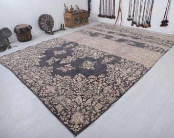 Vintage Turkish Oushak Rug, 9x13 Wool Anatolian Carpet