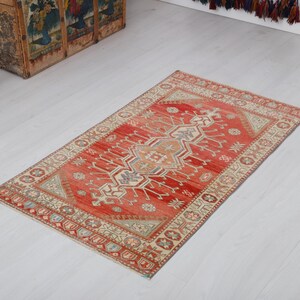 Small Rug 3x5, Oushak Rug, Rustic Rug, Handmade Rug, Small Size Rug, Turkish Small Rug,Vintage Turkish Rug,3x5 Turkish Rug,Vintage Rug,23292