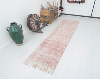 2x10 Vintage Oushak Runner Rug: Turkish Wool & Cotton