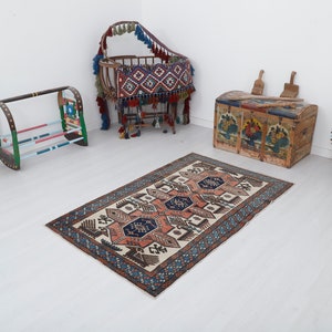 4x6, Turkey Vintage Rug, Oushak Rug, 4x6 Vintage Rug, Turkish Rug, Vintage Turkish Rug, Anatolian Rug, Muted Rug, Faded Rug, Pastel Rug,8997