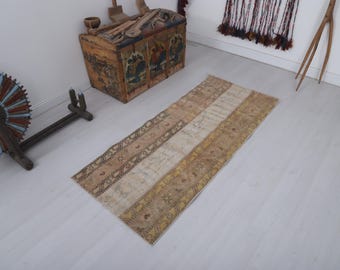 Handwoven Boho Turkish Oushak Rug, 5.3x2.3 ft Area Carpet