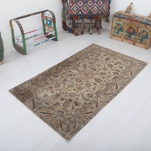 Turkey Oushak Rug, Colorful Rug, 4x6 Rug,Kids Rug,Muted Rug,Pastel Rug,Soft Vintage Rug,Turkish Rug,Vintage Rug,Oushak Rug,Natural Rug,12534