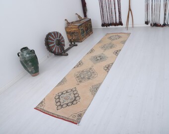 Oushak Runner Rug, 3x11 Rug, Handmade Runner,Runner Rug,Vintage Rug,Turkish Rug,Vintage Runner Rug,Anatolian Runner,Turkish Runner Rug,32916