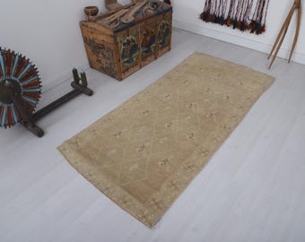 Vintage Pastel Oushak Rug, Faded Anatolian Wool Runner 6.3x3.1 ft