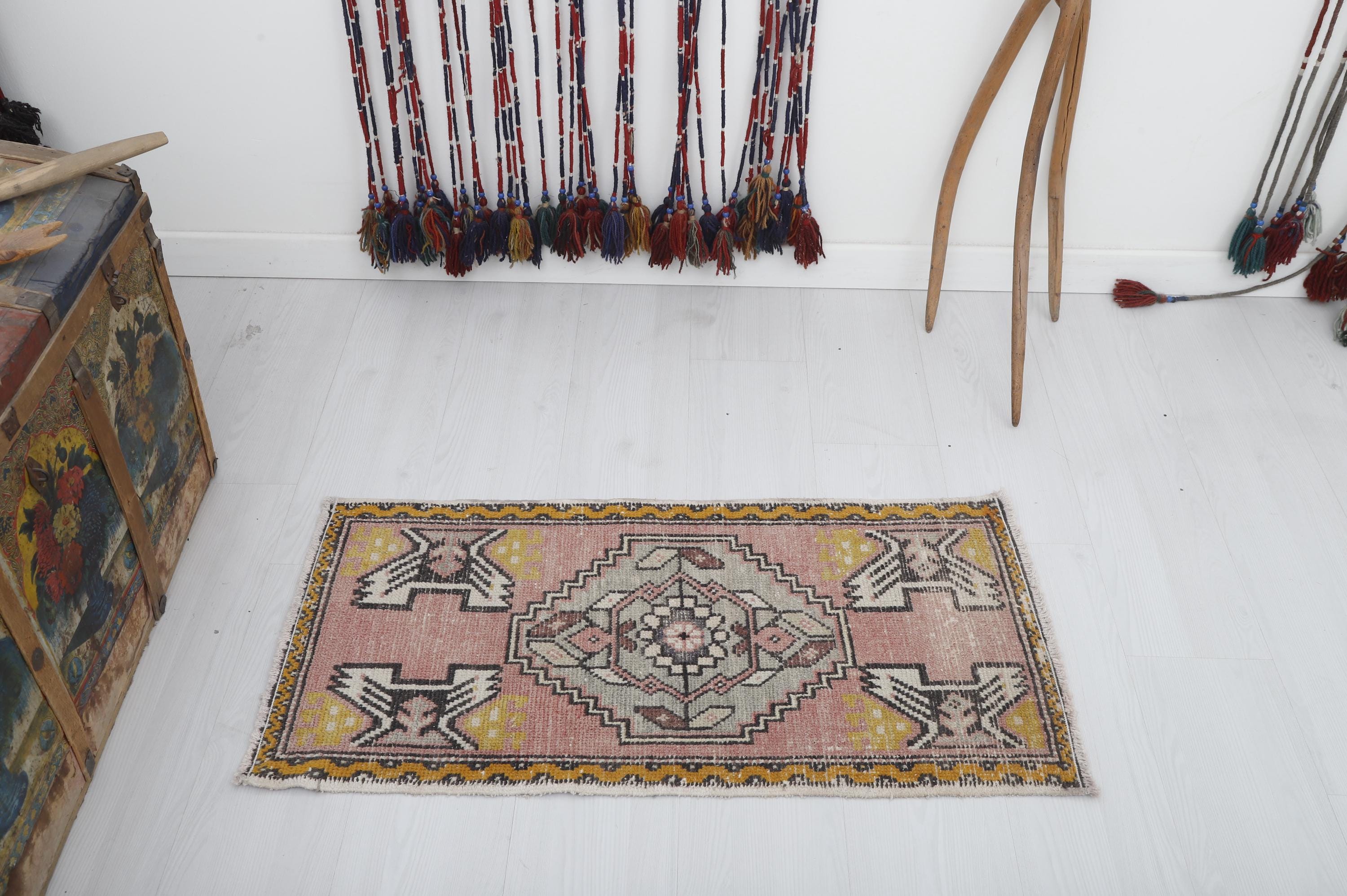 Buy Faded Turkish Wool Door Mat: Vintage Entry Rug (1x3) Online in