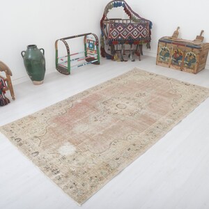 5x9 Muted Rug,Anatolian Rug,Wool Rug 5x9, Turkish Vintage Rug,Vintage Wool Rug,Oushak Vintage Rug,Turkish Rug,Vintage Rug,Faded Rug,12287