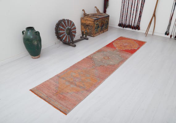 ヴィンテージ　トルコラグ　ランナー ヴィンテージトルコ製ウシャックランナーラグ：3x10インチの廊下用