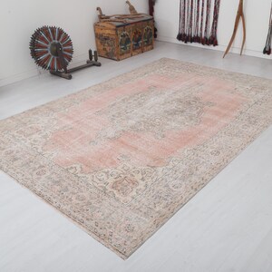 Oversize Turkish Oushak Rug 7x10: Vintage Anatolian Wool Rug