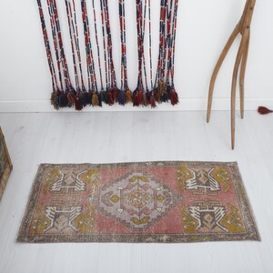 Oushak Mini Rug: 2x4 Vintage Turkish Door Mat