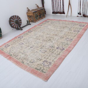 Oversize Oushak Rug, 7x10 Vintage Anatolian Handmade Wool Rug