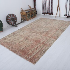 Vintage Turkish Oushak Rug 6x9: Pastel Wool Area Rug