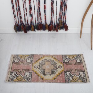 1x3, Door Mat Rug, Turkish Door Mat, Vintage Door Mat, Oushak Door Mat, 1x3 Anatolian Rug, 1x3 Small Rug,Turkish Mini Rug,Wool Door Mat,2590