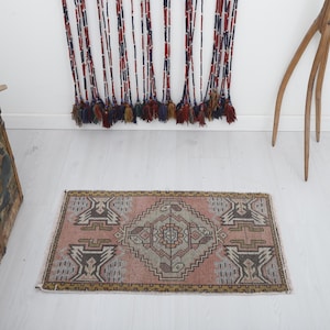 2 x 3 tapis Oushak, tapis vintage, paillasson, paillasson vintage, paillasson Oushak, 2 x 3 mini tapis, tapis anatolien, 2 x 3 tapis turc, tapis de bain, 2587
