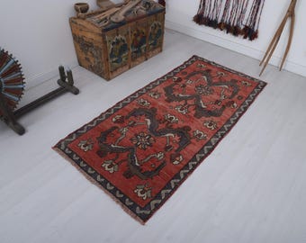 Vintage Turkish Oushak Rug, 3x6 Wool Anatolian Area Carpet