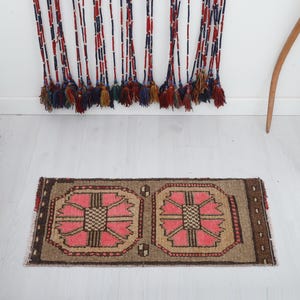 1x3 Rug, Wool Door Mat, Handmade Wool Rug, Turkish Mini Rug, Vintage Mini Rug, Oushak Mini Rug, Mini Rug, Door Mat Rug, 1x3 Natural Rug,7783