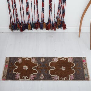 1x3 Anatolian Rug, Natural Rug, Bath Mat Rug, Vintage Mini Rug, 1x3 Turkish Rug, 1x3 Oushak Rug, Door Mat Rug, Small Rug, Wool Mini Rug,814+