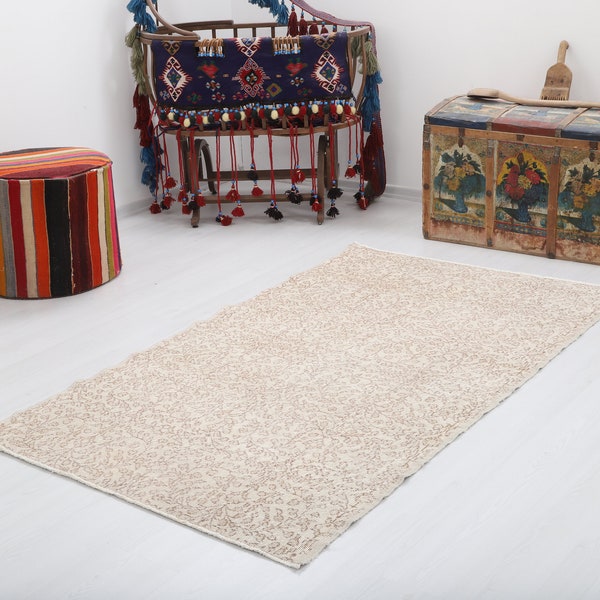 4x6 Rug, Colors Muted Carpet, Turkish Rug 4x6, Vintage Rug 4x6, Handmade Wool Rug, 4x6 Oushak Rug, Area Rug 4x6, Bohemian Rug, Boho Rug,1728