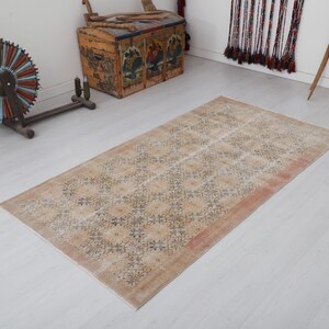 Turkey Oushak Rug, Colorful Rug, 4x7 Rug, Kids Rug,Muted Rug,Pastel Rug,Soft Vintage Rug,Turkish Rug,Vintage Rug,Oushak Rug,Natural Rug,5542