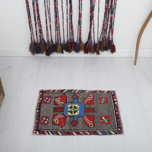 1x2, Door Mat Rug, Turkish Door Mat, Vintage Door Mat, Oushak Door Mat, 1x2 Anatolian Rug, 1x2 Small Rug,Turkish Mini Rug,Wool Door Mat,5227