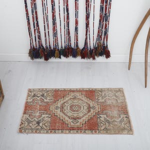 2 x 3 tapis Oushak, tapis vintage, paillasson, paillasson vintage, paillasson Oushak, 2 x 3 mini tapis, tapis anatolien, 2 x 3 tapis turc, tapis de bain, D-145