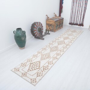2x12 Runner Rug, Turkish Runner Rug,Vintage Runner Rug,Oushak Runner Rug,Anatolian Runner,Natural Runner Rug,2x12 Hallway Rug,Wool Rug,16839