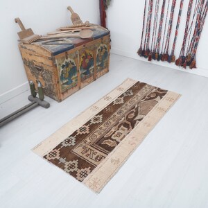 Handmade Turkish Oushak Rug: Small Vintage Rustic Rug (2x5 ft)