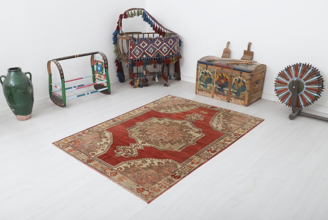 5x7 Rug, Turkey Rug, Wool Rug, Neutral Rug, Pastel Rug, Turkish Rug,5x7 Vintage Rug,anatolian