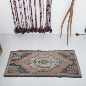 2x4, Wool Door Mat, Handmade Wool Rug, Mini Rug, 2x4 Door Mat Rug, Mini Natural Rug, Turkish Mini Rug,Vintage Mini Rug,Oushak Mini Rug,24164