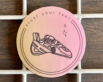 rock climbing sticker - trust your feet - great birthday/christmas gift