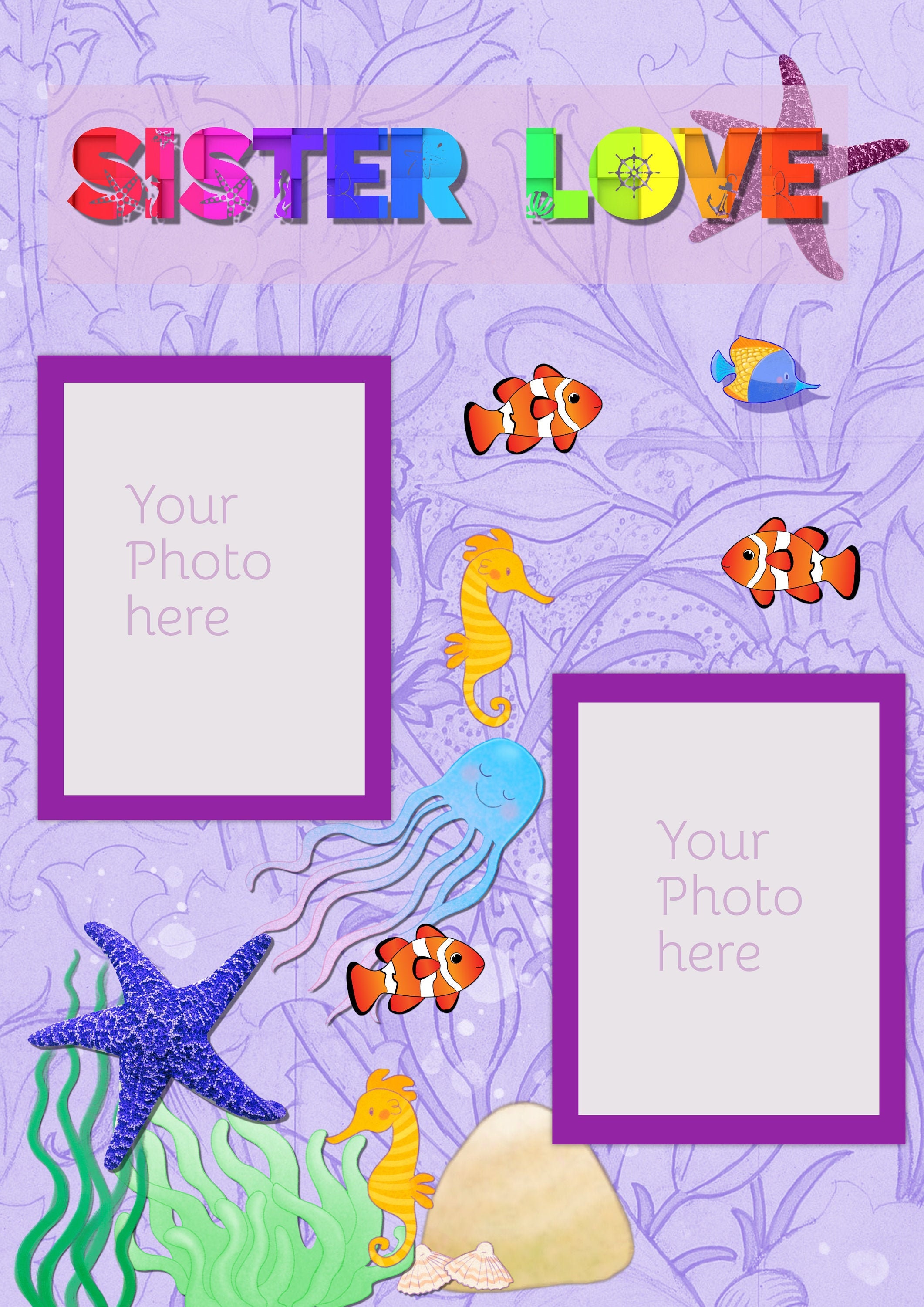 Sister Love Scrapbooking photo frame Digtial Download Etsy