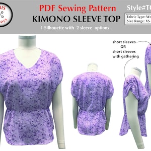 PDF sewing pattern instant digital download women's Kimono sleeve top - easy to sew - flattering for all body types - sizes XS-XL