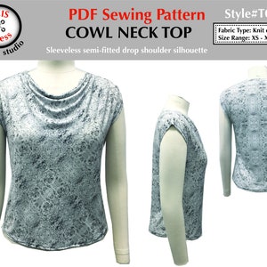 PDF sewing pattern instant digital download women&#39;s cowl neck top - easy to sew - flattering for all body types - sizes XS-XL