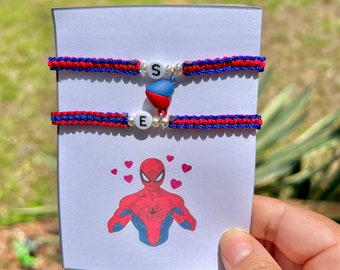 Spider man matching heart bracelets
