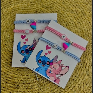 Stitch & Angela matching heart bracelets