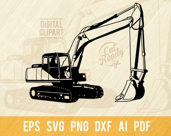 Graafmachine SVG, bouwvoertuig SVG gesneden bestand, gesneden stencil, laser gesneden, SVG voor Cricut, clipart, png gesneden bestand, opstrijkbare, vector