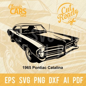 1965 Pontiac Catalina SVG / Classic Cars SVG Muscle Cars Cut Ready Clip Art / Download digitale/File CNC Vinile SVG, DXF, PNG